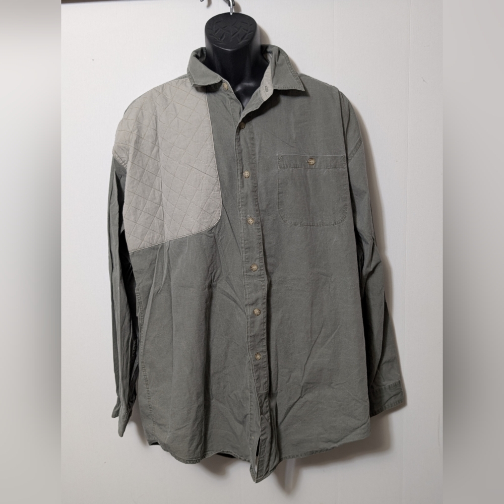 Men's Orvis Vintage Long Sleeve Shirt Olive Green Shooting Hunting Size XL
